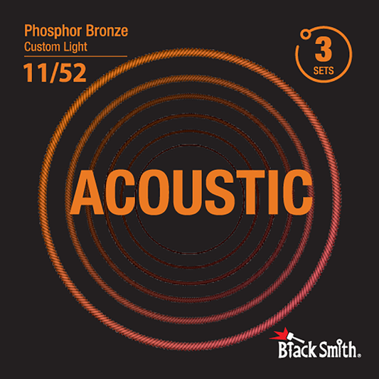 Black Smith PB-1152-3P Custom Light 80/20 Bronze Acoustic Guitar Strings - 3 Pack