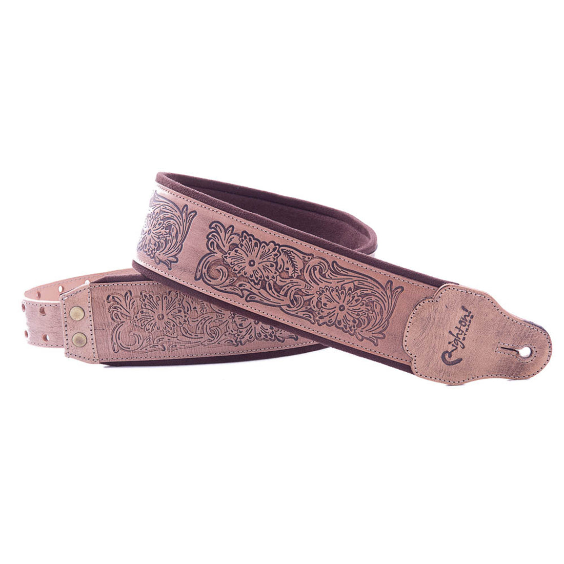 Right On Straps LEATHERCRAFT Charro Beige Guitar Strap