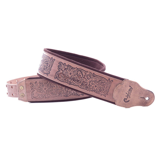 Right On Straps LEATHERCRAFT Charro Beige Guitar Strap