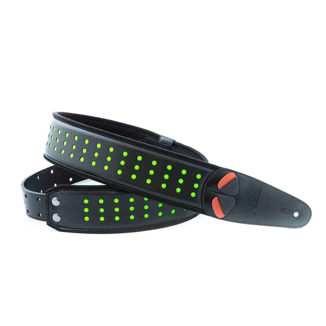 Right On Straps MOJO Holes Neon Green Guitar Strap