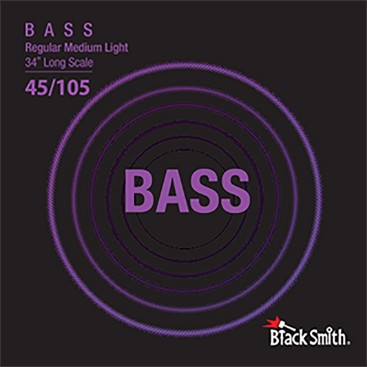 Black Smith NW-45105-4-34 Regular Medium Light Nickel Round Wound Electric Bass Strings