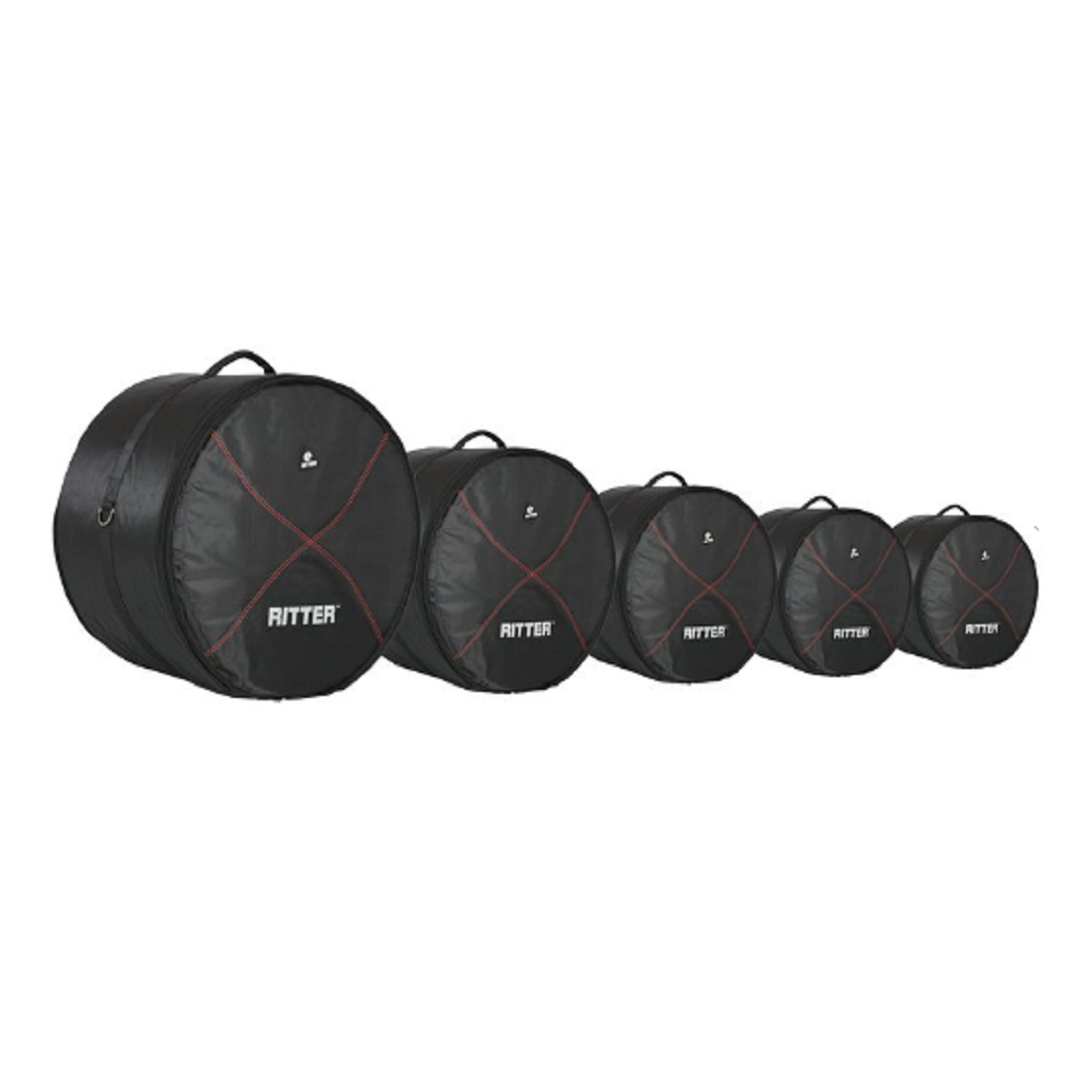 Ritter RDP2-06/BRD Black-Red 5 Pce Deluxe Drum Kit #6 Bag Set (Sizes 10x8TT 12x10TT 16x16/14FT 14x6.5SD 22x18BD)