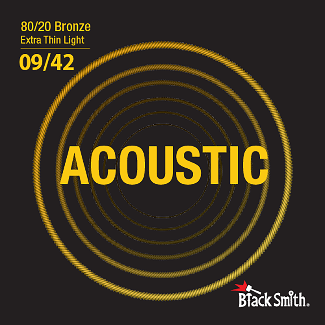 Black Smith BR-0942 Extra Thin Light 80/20 Bronze Acoustic Guitar Strings