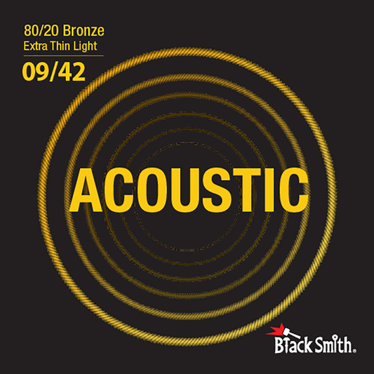 Black Smith BR-0942 Extra Thin Light 80/20 Bronze Acoustic Guitar Strings