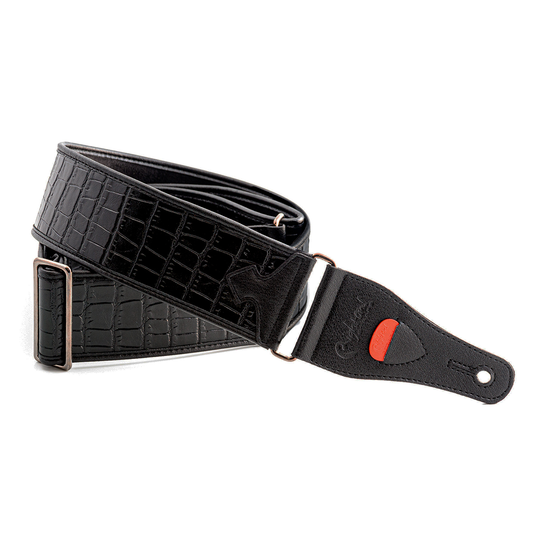 Right On Straps WILD Alligator Black Guitar Strap