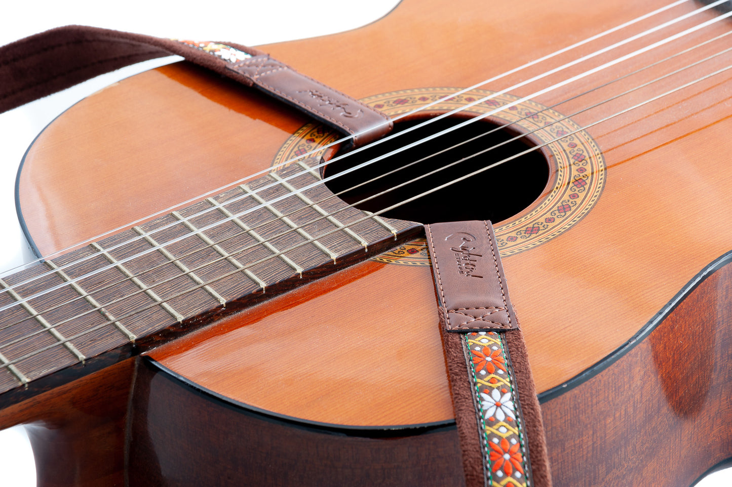 Right On Straps HOOK Classical Dual-Hook-Rumba Brown Classical Guitar Strap