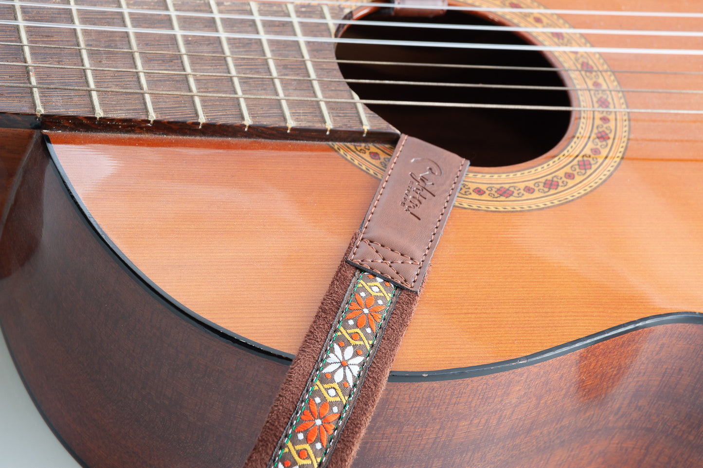 Right On Straps HOOK Classical Dual-Hook-Rumba Brown Classical Guitar Strap