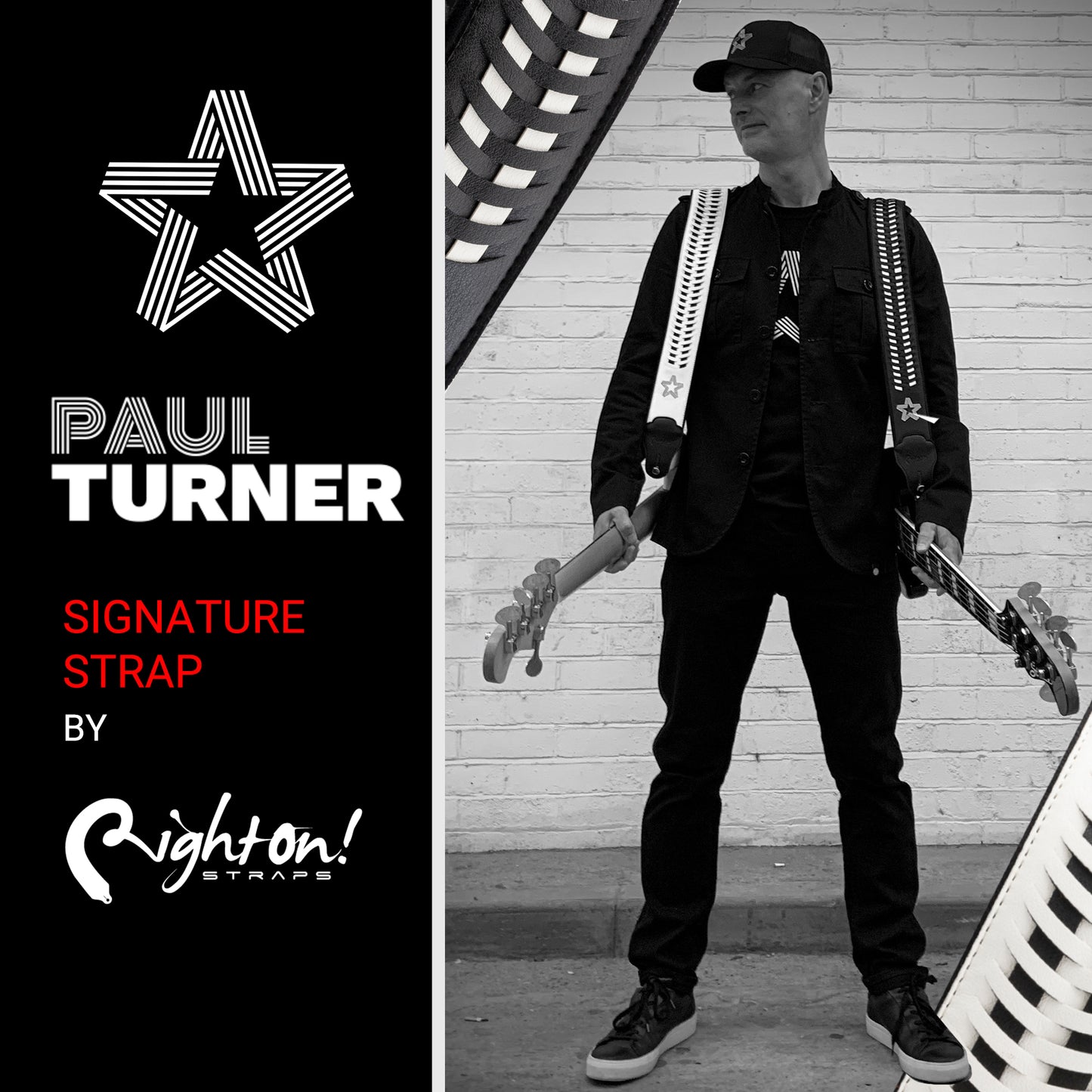 Right On Straps SIGNATURE Paul Turner White Guitar Strap