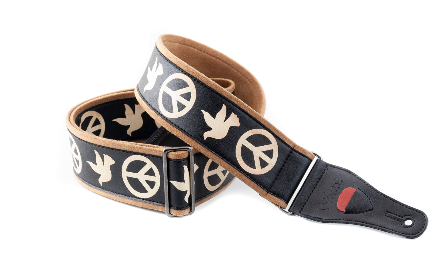 Right On Straps STANDARD PLUS Legend PEACE & DOVES Black Guitar Strap