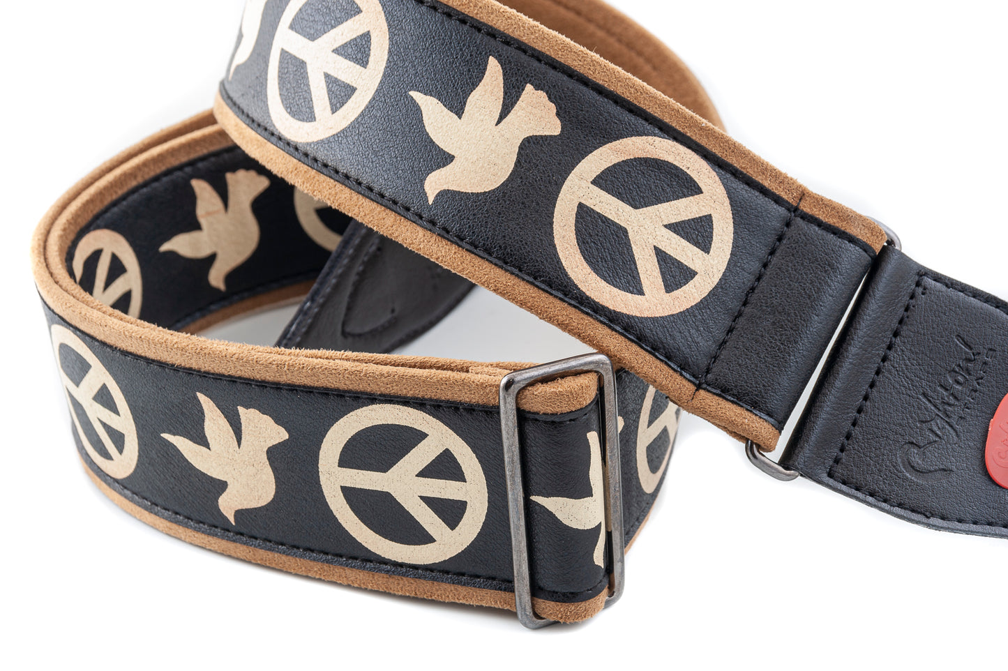 Right On Straps STANDARD PLUS Legend PEACE & DOVES Black Guitar Strap