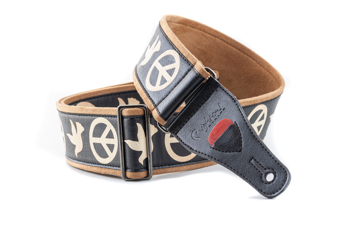 Right On Straps STANDARD PLUS Legend PEACE & DOVES Black Guitar Strap