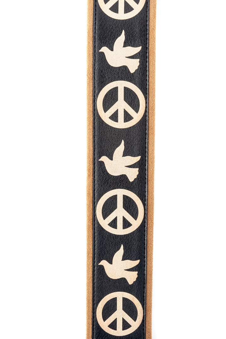 Right On Straps STANDARD PLUS Legend PEACE & DOVES Black Guitar Strap