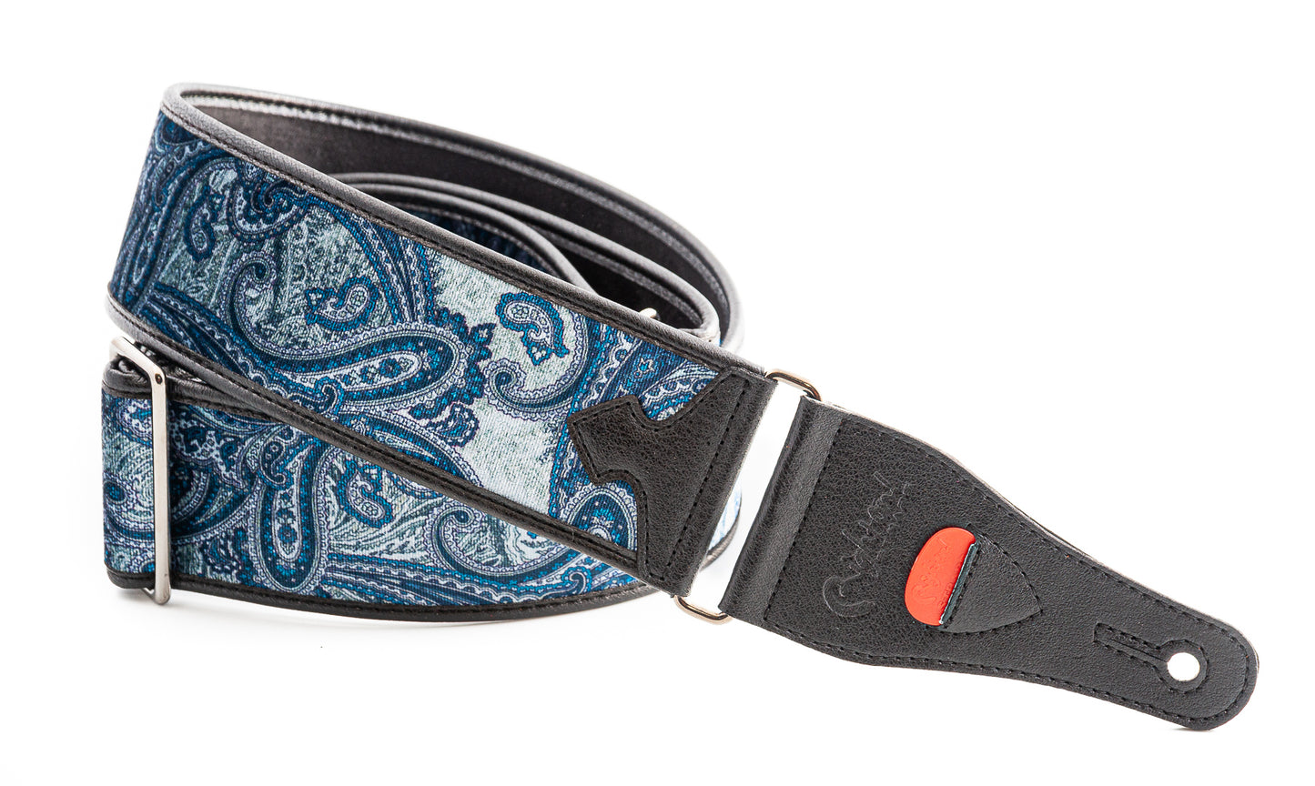 Right On Straps Talisman T-PAISLEY VELVET Blue Guitar Strap