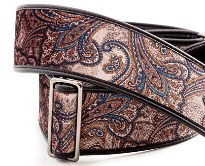 Right On Straps Talisman T-PAISLEY VELVET Brown Guitar Strap