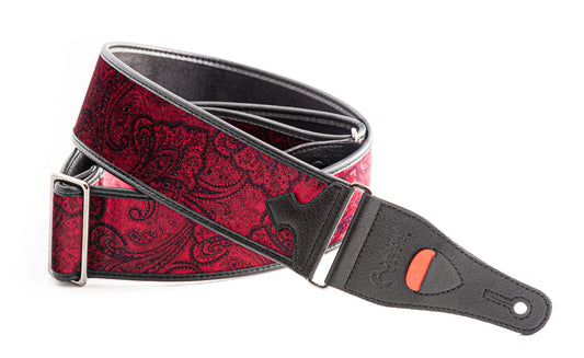 Right On Straps Talisman T-PAISLEY VELVET Red Guitar Strap