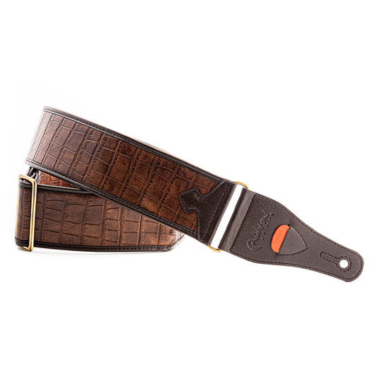 Right On Straps WILD Alligator Brown Guitar Strap