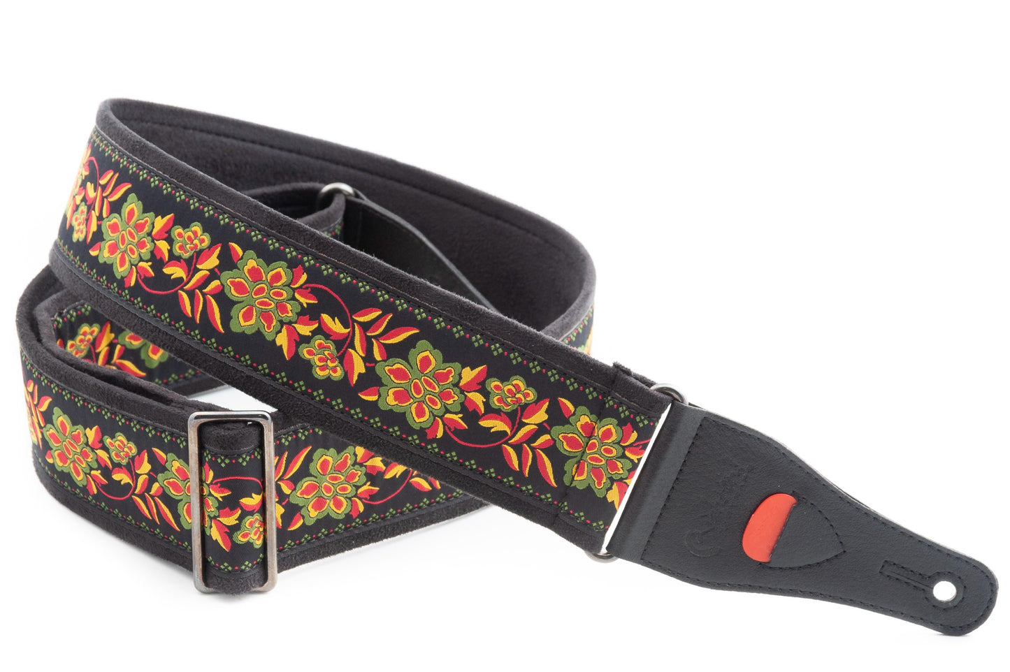 Right On Straps Roses II Black Guitar Strap