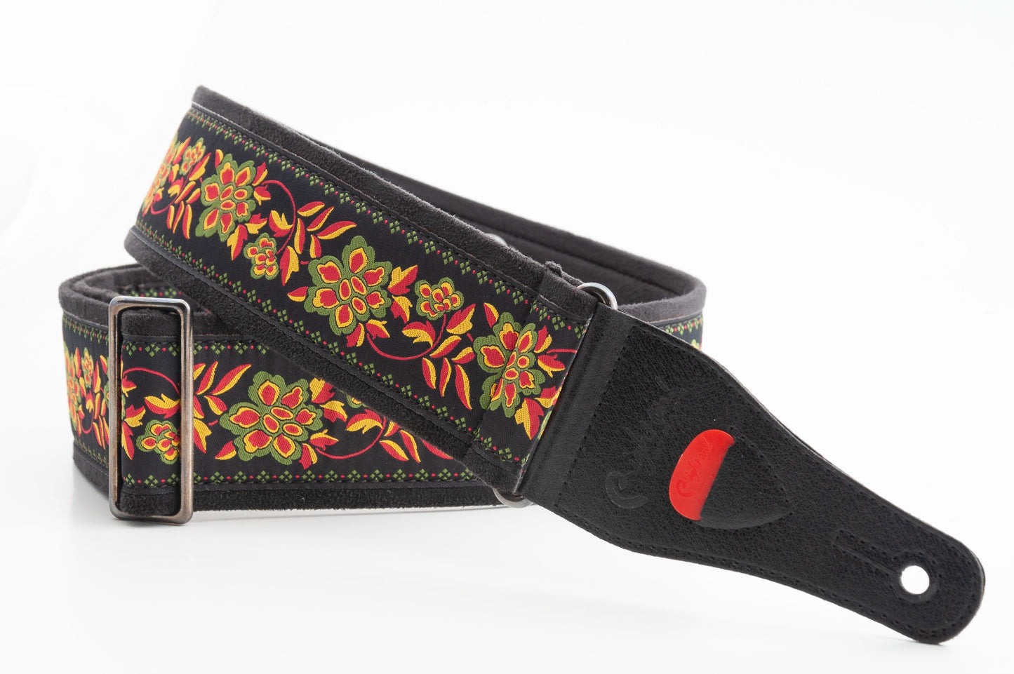 Right On Straps Roses II Black Guitar Strap