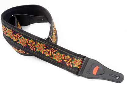 Right On Straps Roses II Black Guitar Strap